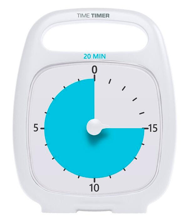 Time Timer PLUS 20 Minute Timer, White 1590209